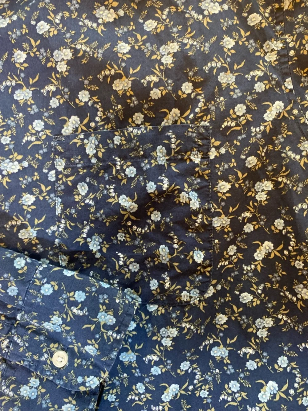 J. Crew Men’s Secret Wash Casual Button Down Navy Blue Floral Slim Fit Size L